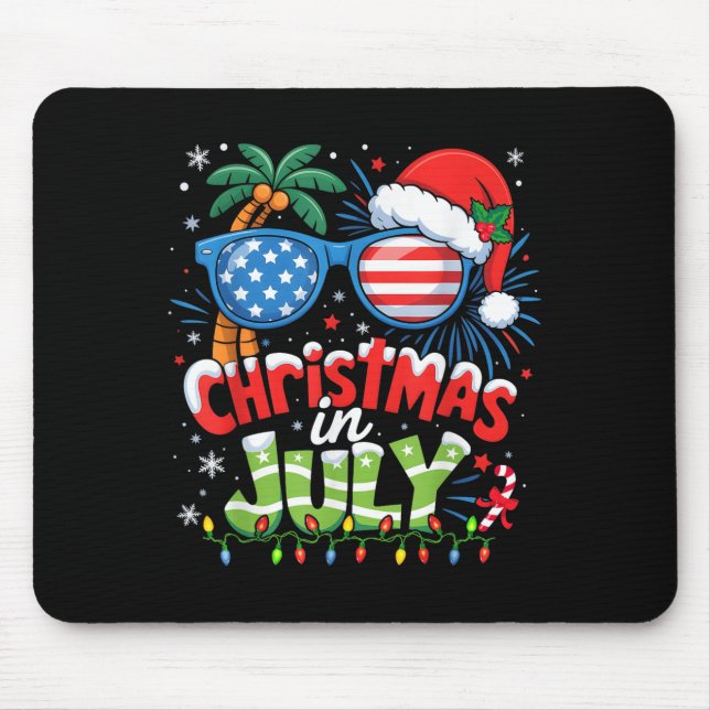 Mousepad Natal Em Julho Nos Eua Flag Summer Beach Havaí San (Frente)