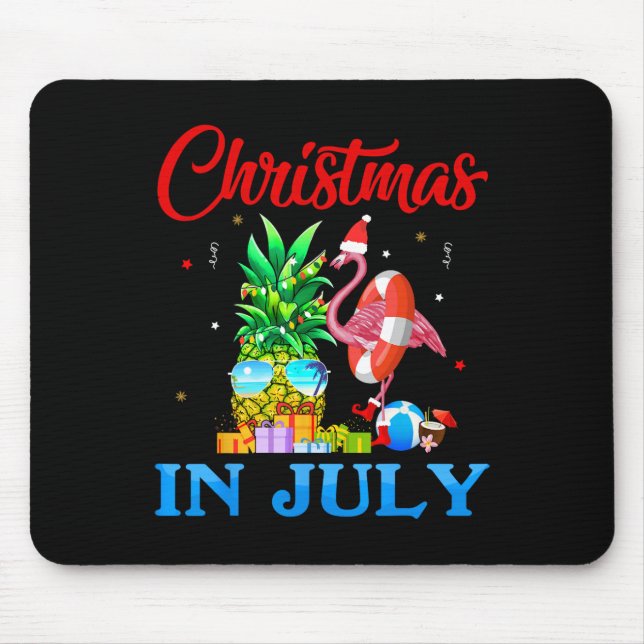 Mousepad Natal Em Julho Pineapple Árvore De Natal Flamingo  (Frente)
