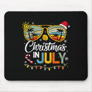 Mousepad Natal em julho Santa Hat Óculos de sol Verão Vaca