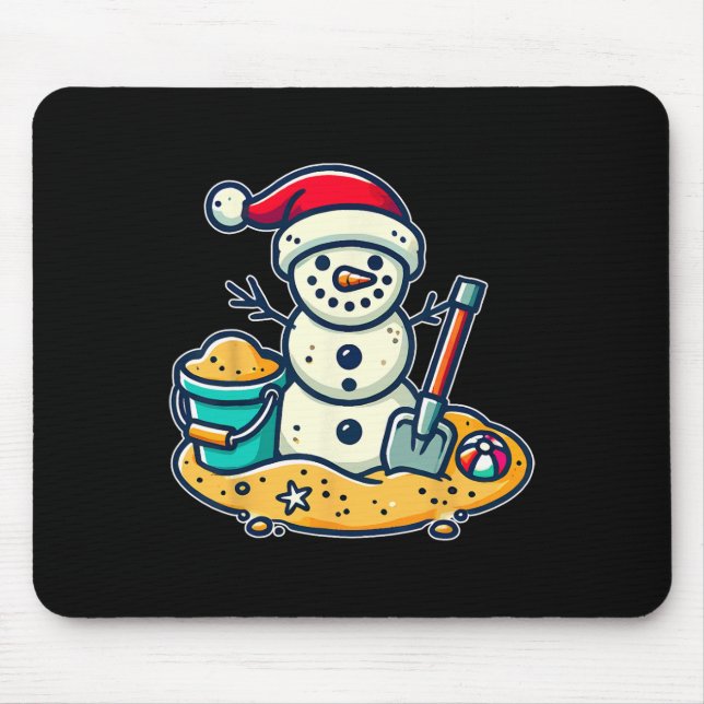 Mousepad Natal Em Julho Snowman Santa Hat Shovel Xm (Frente)