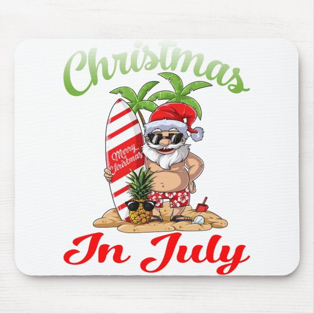Mousepad Natal em Papais noeis de julho Camisa de Surfe do  (Frente)
