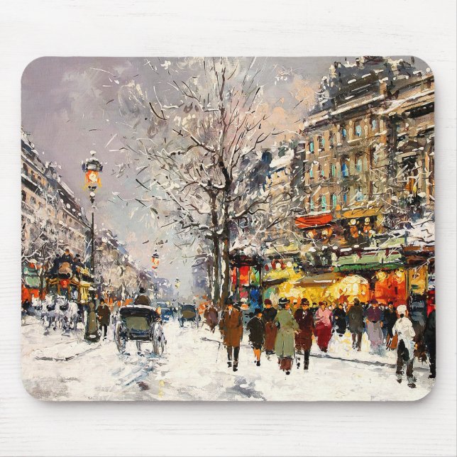 Mousepad Natal em Paris. Presente de Natal (Frente)