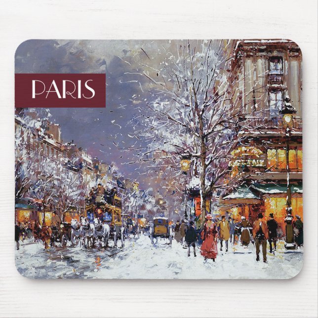 Mousepad Natal em Paris. Presente de Natal (Frente)