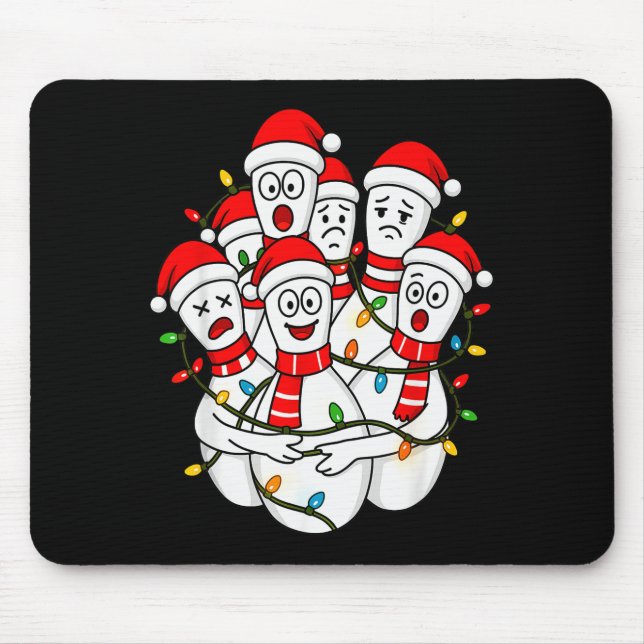 Mousepad Natal engraçado de boliche Santa boliche Ns Equipe (Frente)