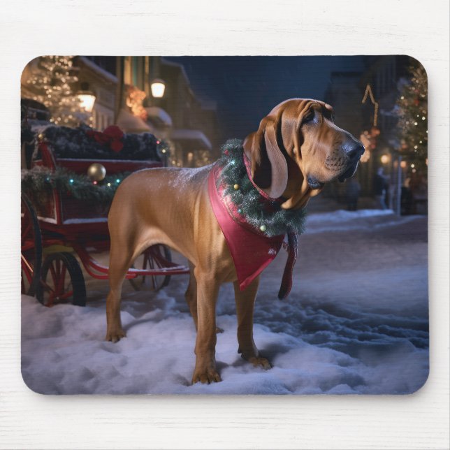 Mousepad Natal Festivo do Bloodhound (Frente)