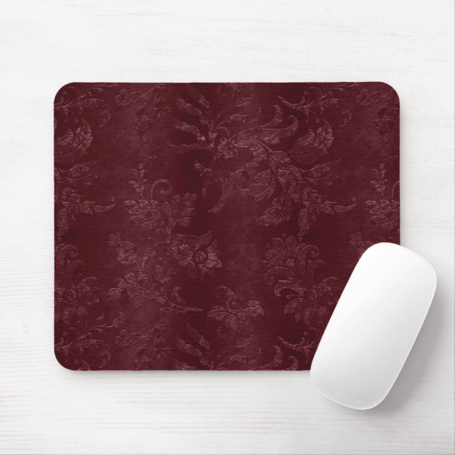 Mousepad Natal Floral Burgundy Vermelho Profundo (Com mouse)