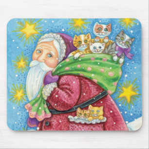 Mousepad Natal fofo, Papai Noel com Gatinhos e Gatos!