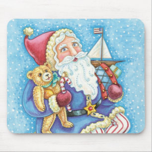 Mousepad Natal Fofo, Papai Noel na Bola de Neve com Brinque