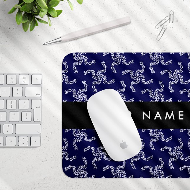 Mousepad Natal Garland, Azul, Seu nome, Personalize (Criador carregado)