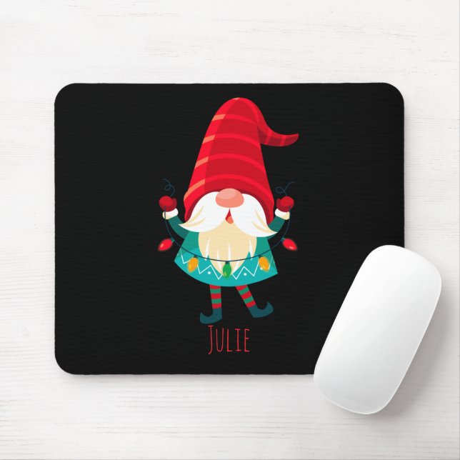 Mousepad Natal Gnomo segurando luzes de Natal (Com mouse)