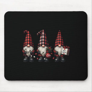 Mousepad Natal Gnomo Trio Buffalo Cheque Xadrez Hats Xmas