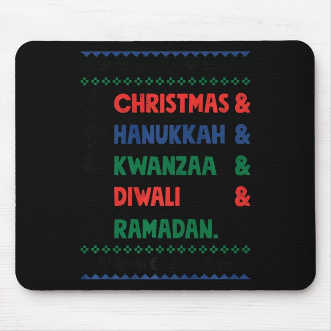 Mousepad Natal Hanukkah Kwanzaa Diwali Ramadan Funny Ug (Frente)