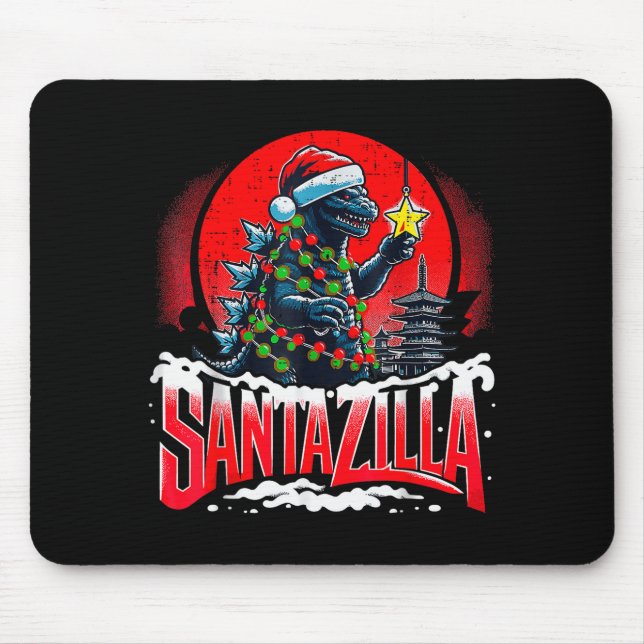 Mousepad Natal Kaiju Santazilla Monstro Japonês Dinossa (Frente)