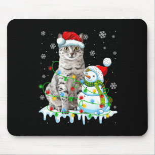 Mousepad Natal Light Snowman Egípcio Mau Cat Pet Lover