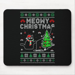 Mousepad Natal Meow Engraçado Amantes de Gatos Feio Xmas Fé
