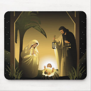 Mousepad Natal Natal Maria, José e Jesus Bebê