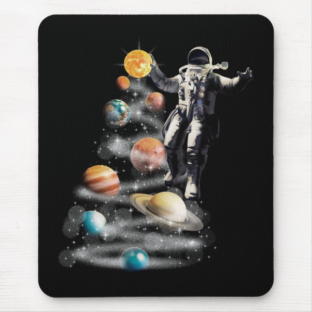 Mousepad Natal no Astronauta do Sistema Solar no Espaço (Frente)