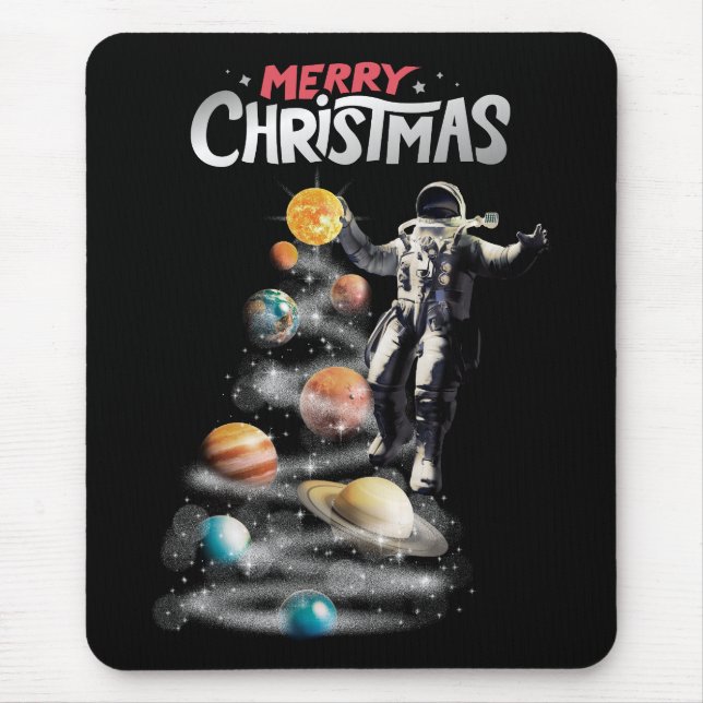 Mousepad Natal no Astronauta do Sistema Solar no Espaço (Frente)