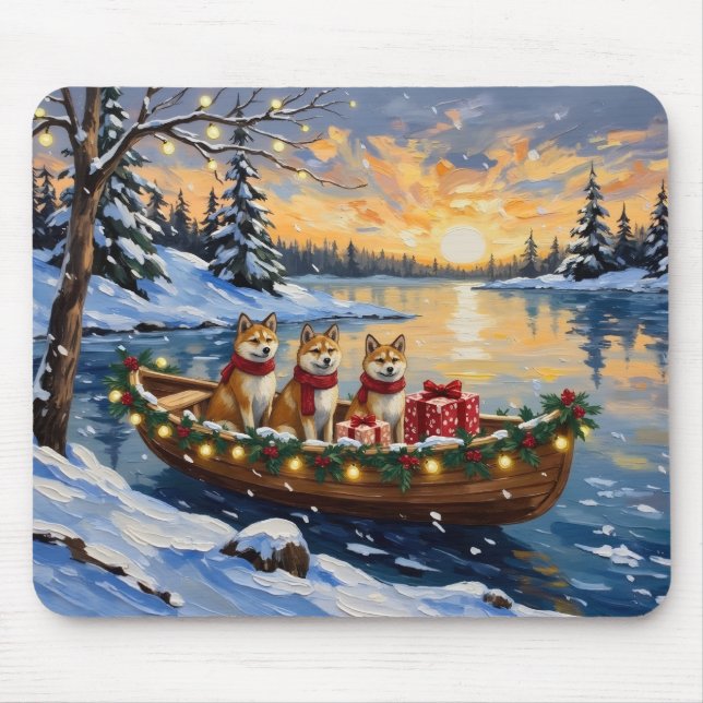 Mousepad Natal no Barco Akita Férias (Frente)