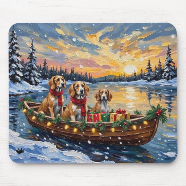 Mousepad Natal no Barco com Afghan Hound (Frente)
