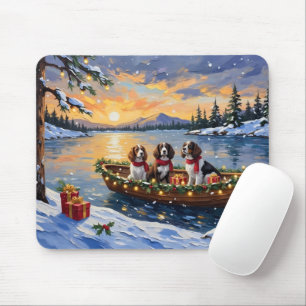 Mousepad Natal no barco com Brittany Spaniel