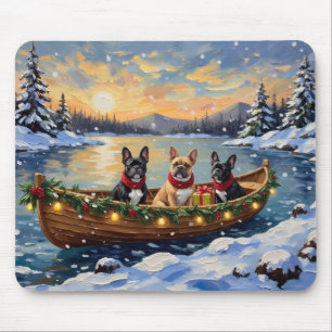 Mousepad Natal no barco com Bulldog Francês