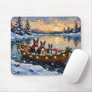 Mousepad Natal no Barco do Boston Terrier