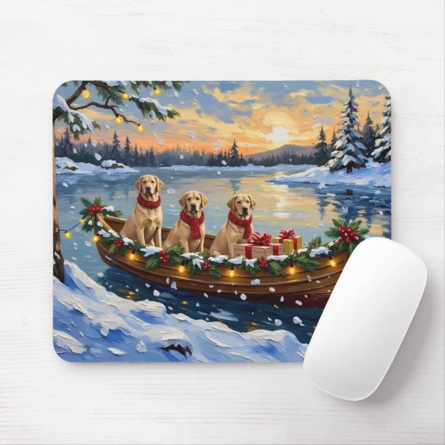 Mousepad Natal no barco do Labrador Retriever (Com mouse)