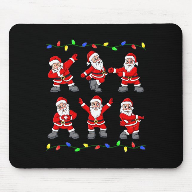 Mousepad Natal Papai Noel Dançando Árvore Luzes Rapazes (Frente)