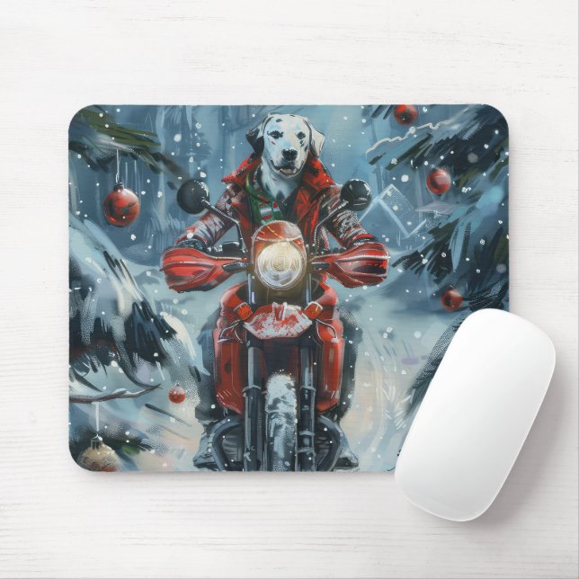Mousepad Natal para Motocicletas de Cachorro Dalmático (Com mouse)
