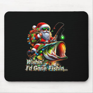 Mousepad Natal Peixe Divertido Papai Noel Pescaria Feliz Na