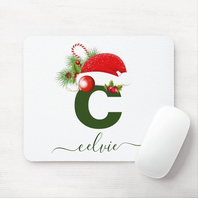 Mousepad Natal personalizado simples do Monograma personali (Com mouse)