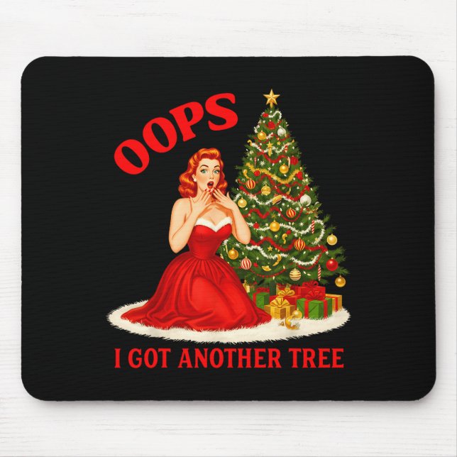 Mousepad Natal retrô Oops eu tenho outra árvore divertida (Frente)