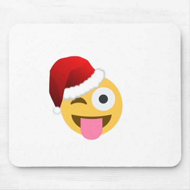 Mousepad natal santa claus winking emoji (Frente)