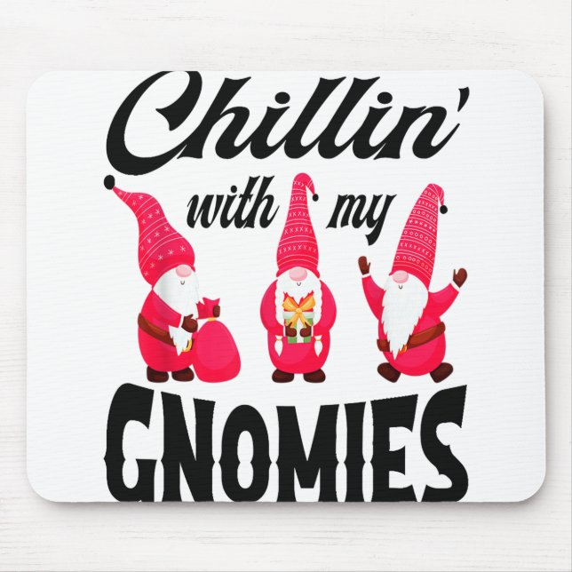 Mousepad Natal Santa Hat Gnomo Chillin Com Meus Gnomos (Frente)