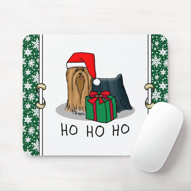 Mousepad Natal Santa Hat Yorkshire Terrier Yorkie Cute (Com mouse)
