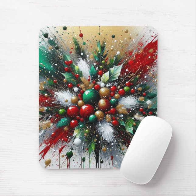 Mousepad Natal Splatter / Explosões Brancas (Com mouse)