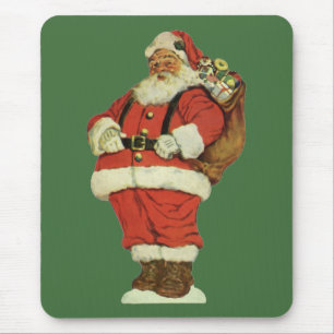 Mousepad Natal Vintage, Papai Noel Vitoriano com Brinquedos