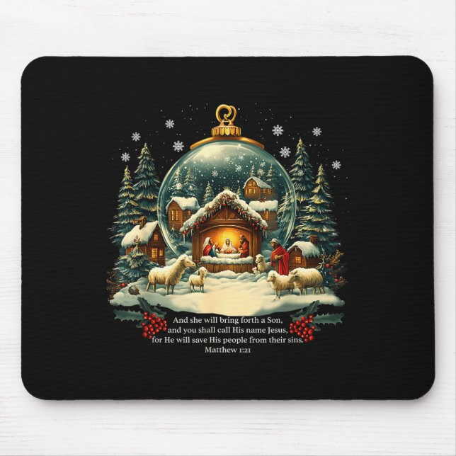 Mousepad Nativity Ornament Christmas Scene Matthew 1_21  (Frente)
