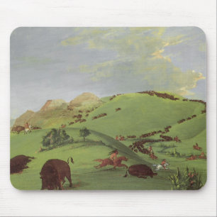 Mousepad Nativos americanos vintage, Caça ao Búfalo por Cat