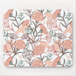 Mousepad Nature Inspirou Floral: Padrão De Flor De Cravos
