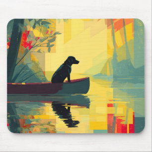 Mousepad Nature Minimalista Canoa Labrador Preto