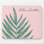 Mousepad Natureza Botânica Verde Rosa Tropical Personalizad<br><div class="desc">Um moderno minimalista,  rosa e botânico verde,  ilustração de um bonito rosto de palma. Personalize-o com o seu nome em letra de script. ideia de presente de excelente.</div>