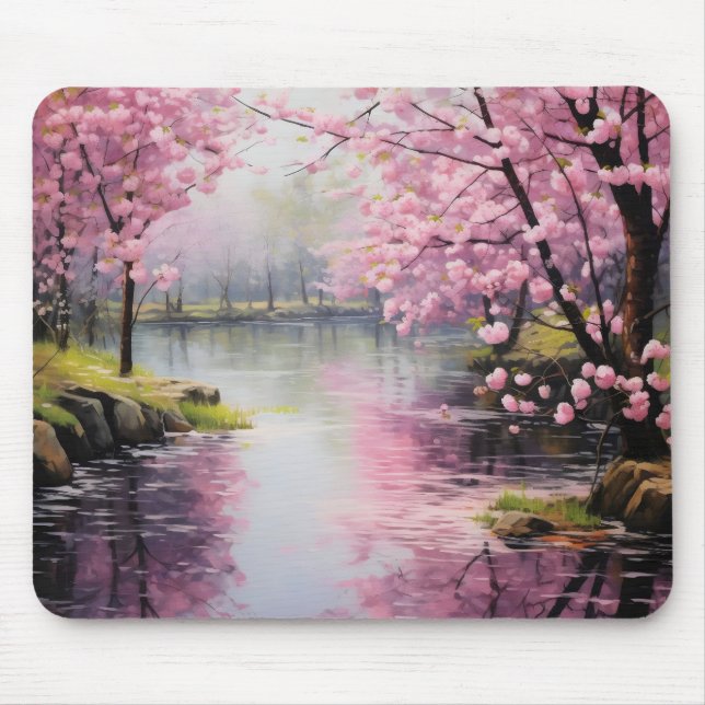 Mousepad Natureza da Árvore Flor Rosa (Frente)