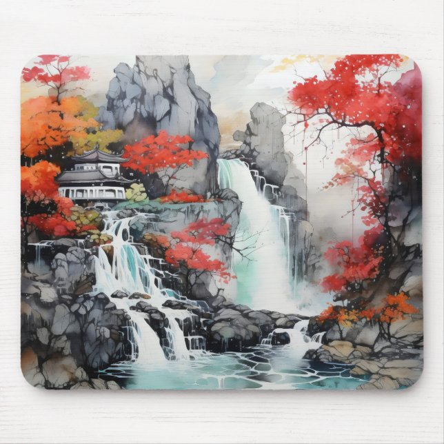 Mousepad Natureza da paisagem de queda (Frente)