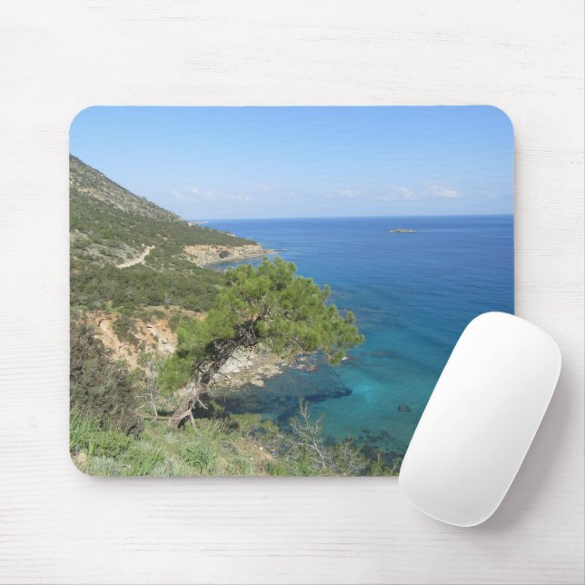 Mousepad Natureza Fotografia Mediterrâneo Montanha e Mar (Com mouse)