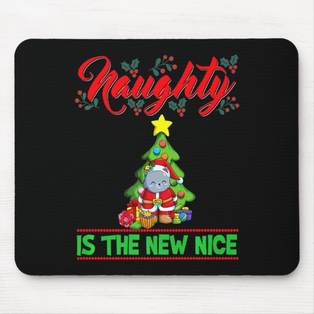 Mousepad Naughty Is The New Nice Christmas Santa Xmas Premi (Frente)