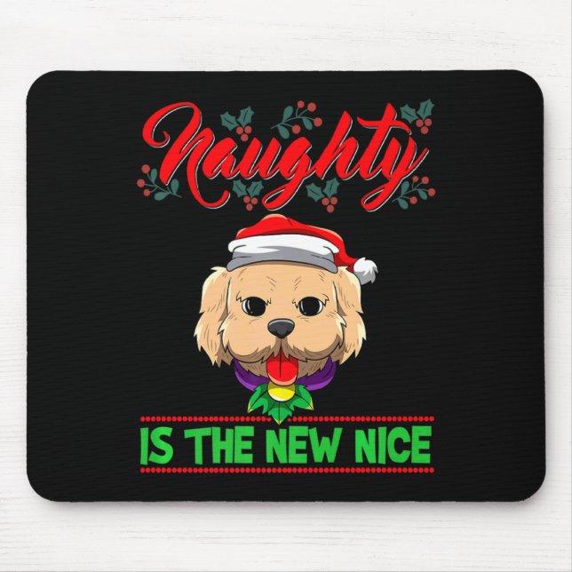 Mousepad Naughty Is The New Nice Christmas Santa Xmas Premi (Frente)