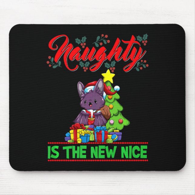 Mousepad Naughty Is The New Nice Christmas Santa Xmas Premi (Frente)