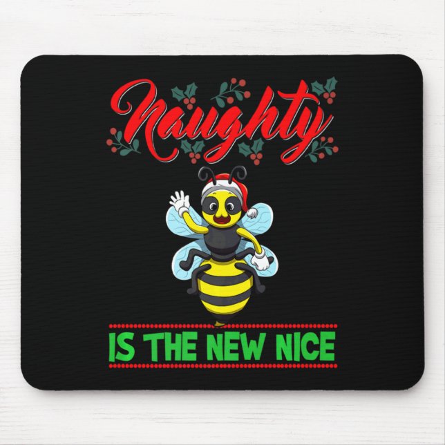Mousepad Naughty Is The New Nice Christmas Santa Xmas Premi (Frente)